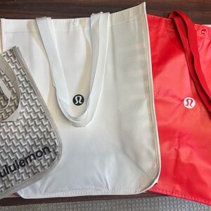 lululemon athletica White, Red, and Gray Tote Trio
